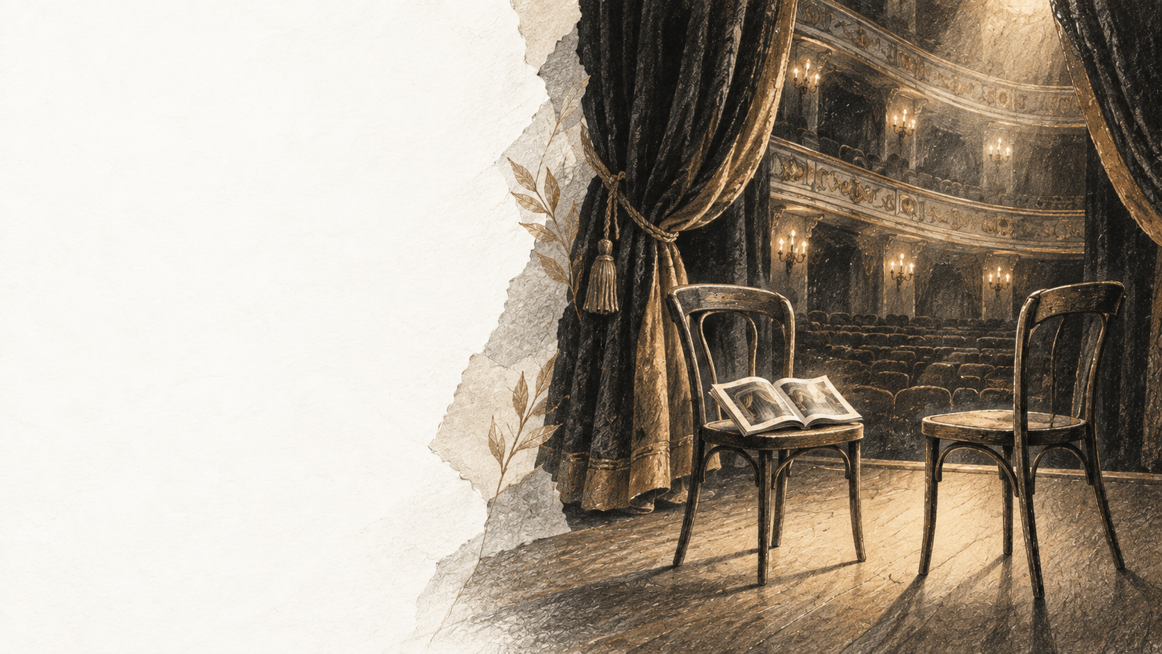 Illustratsioon: kaks vestluseks seatud tooli teatrilaval.